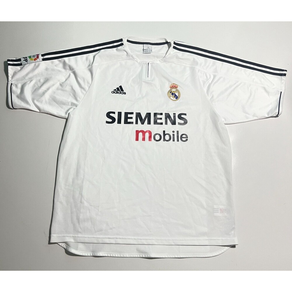 Vintage Real Madrid 2003 2004 Home Jersey Adidas Siemens Mobile L Galacticos